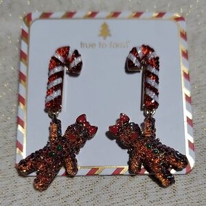Festive Candy Cane and Gingerbread Earrings